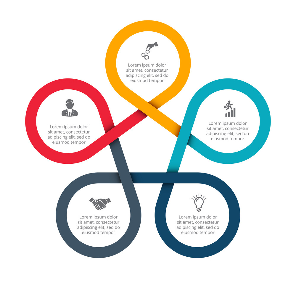 Abstract felements of cycle diagram with 5 steps.